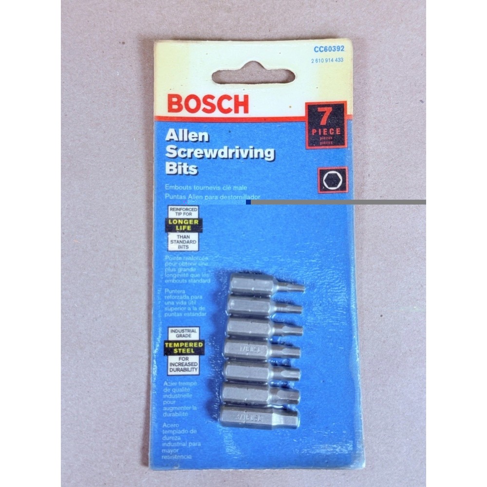 Bosch CC60392 7 Piece Allen Hex Screwdriver Bit Set 1" 1/4" Shank NOS
